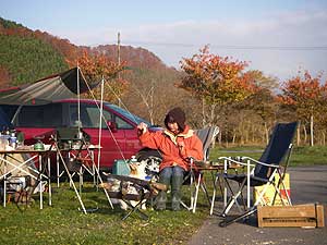 朝日を受けてのんびり