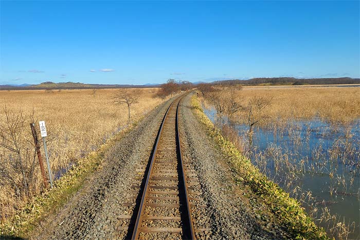 釧網本線車窓風景 釧路湿原