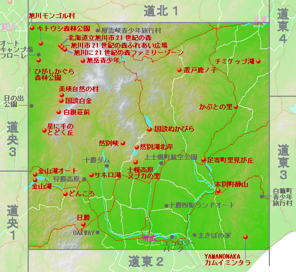 キャンプ場地図（道東１）