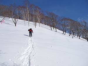 先を登るかみさん